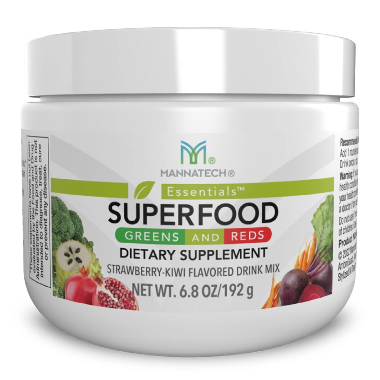 Mannatech Superfood Greens & Reds Strawberry Kiwi Powder 6.8 Ounce