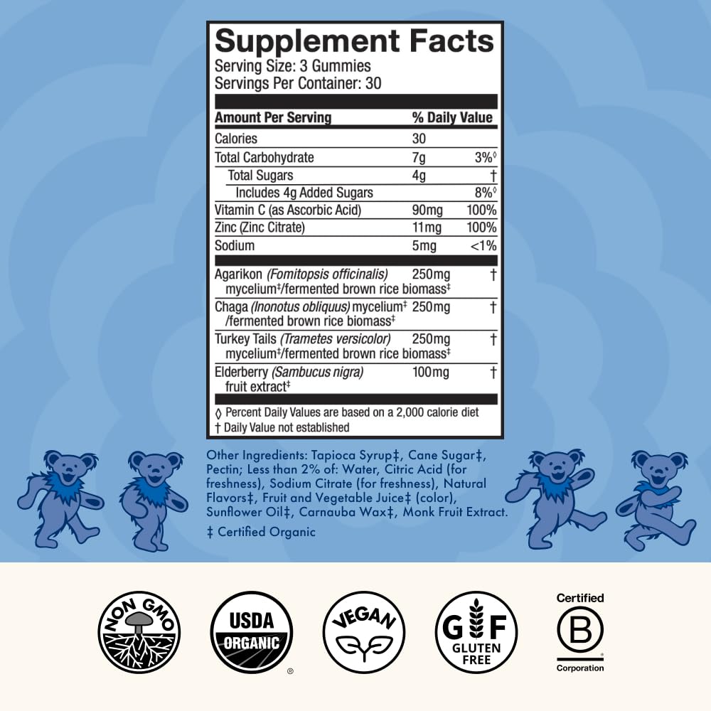 Host Defense Beary Well Grateful Dead Gummies, 90 Count