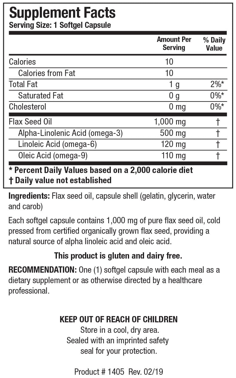 Biotics Research Flax Seed Oil Softgels 100