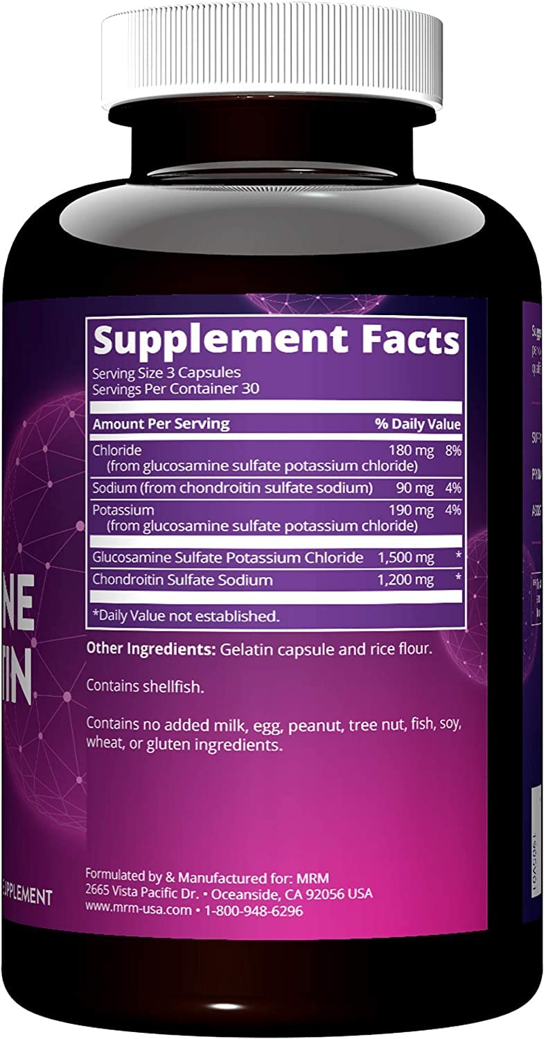 MRM Glucosamine 1500mg & Chondroitin Sulfate 1200mg Capsules, 90 Count