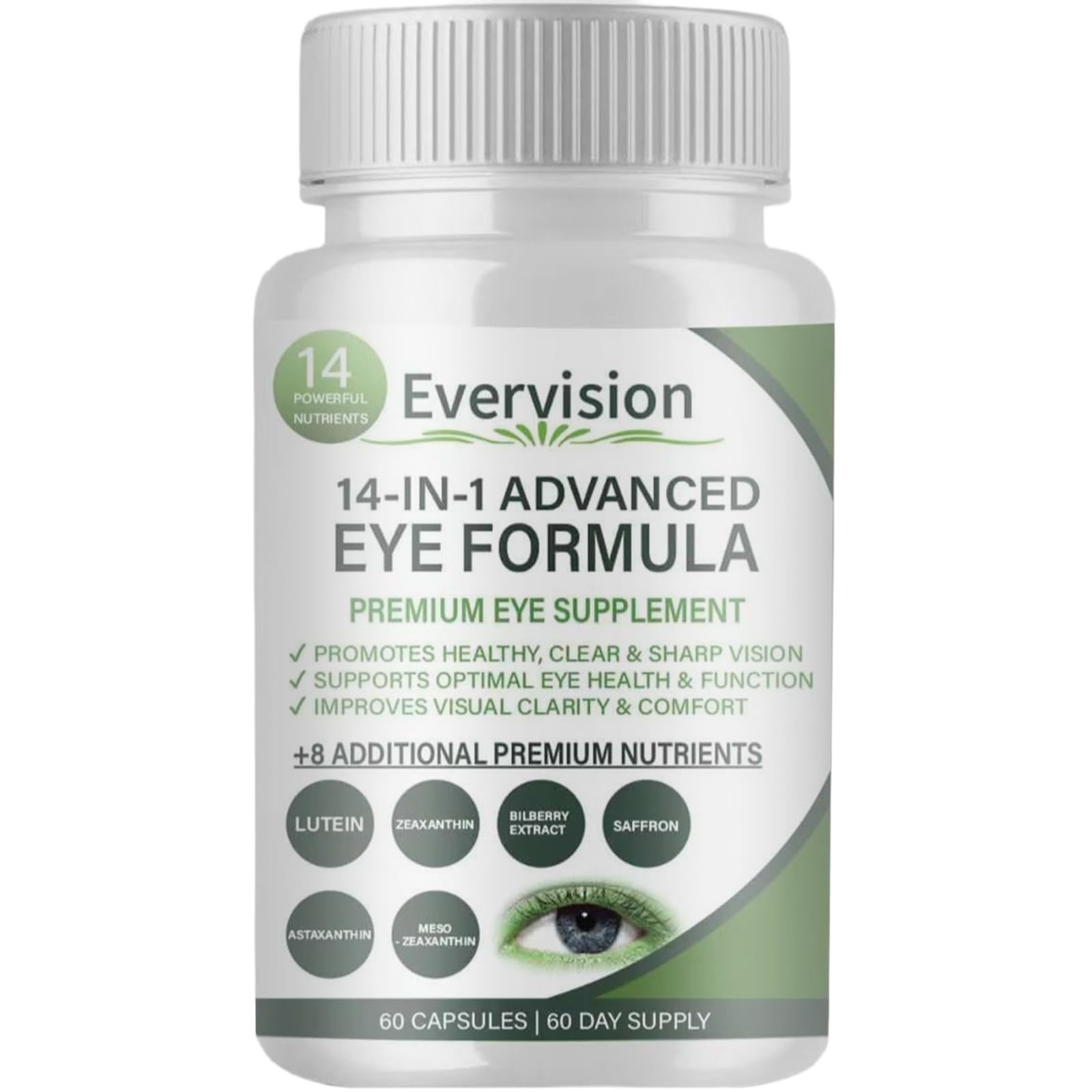 PressurePal Evervision 14 in 1 Advanced Eye Formula Eye Vitamin and Mineral Supplement 60 Capsules