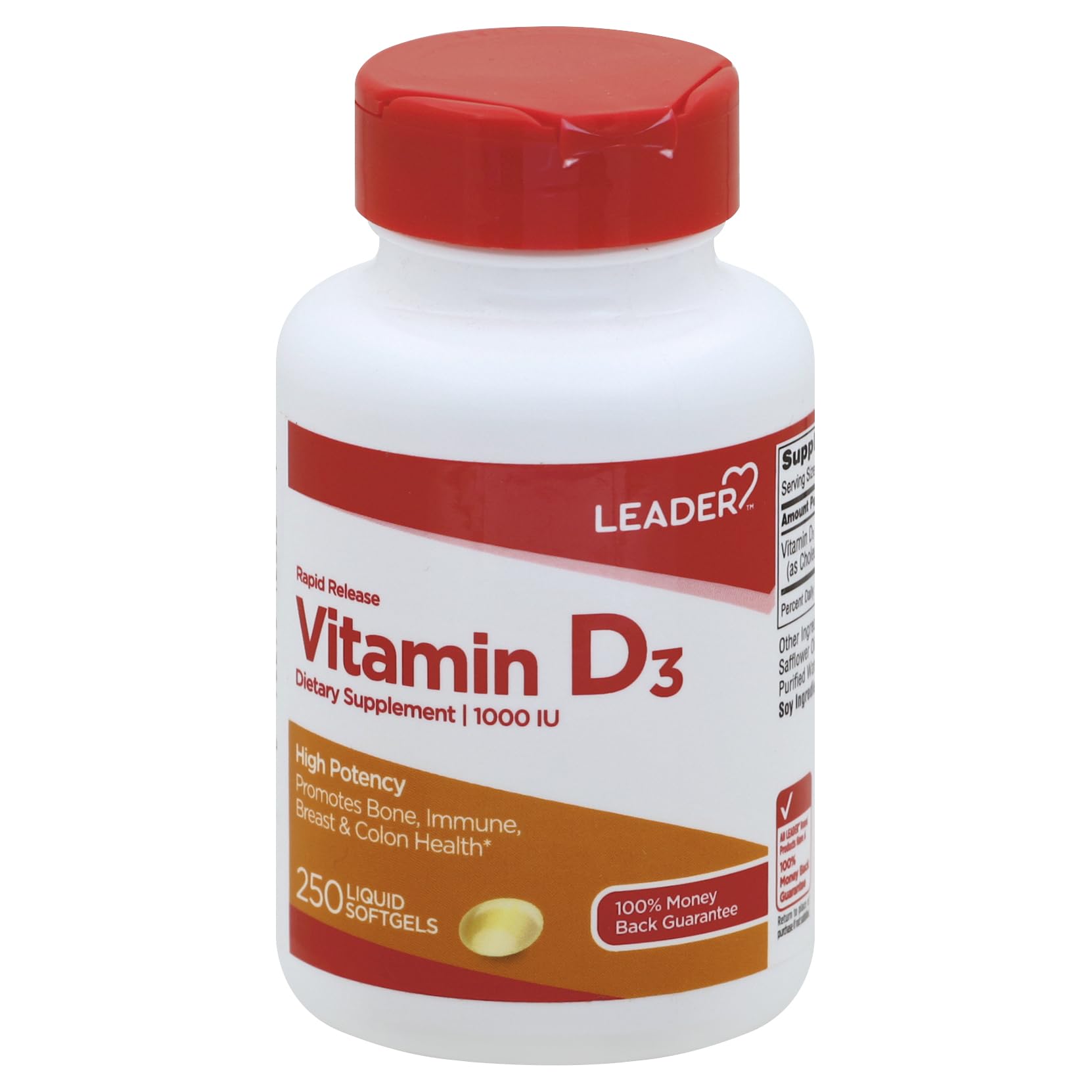 Leader Vitamin D 1000IU Softgels, 250 Count