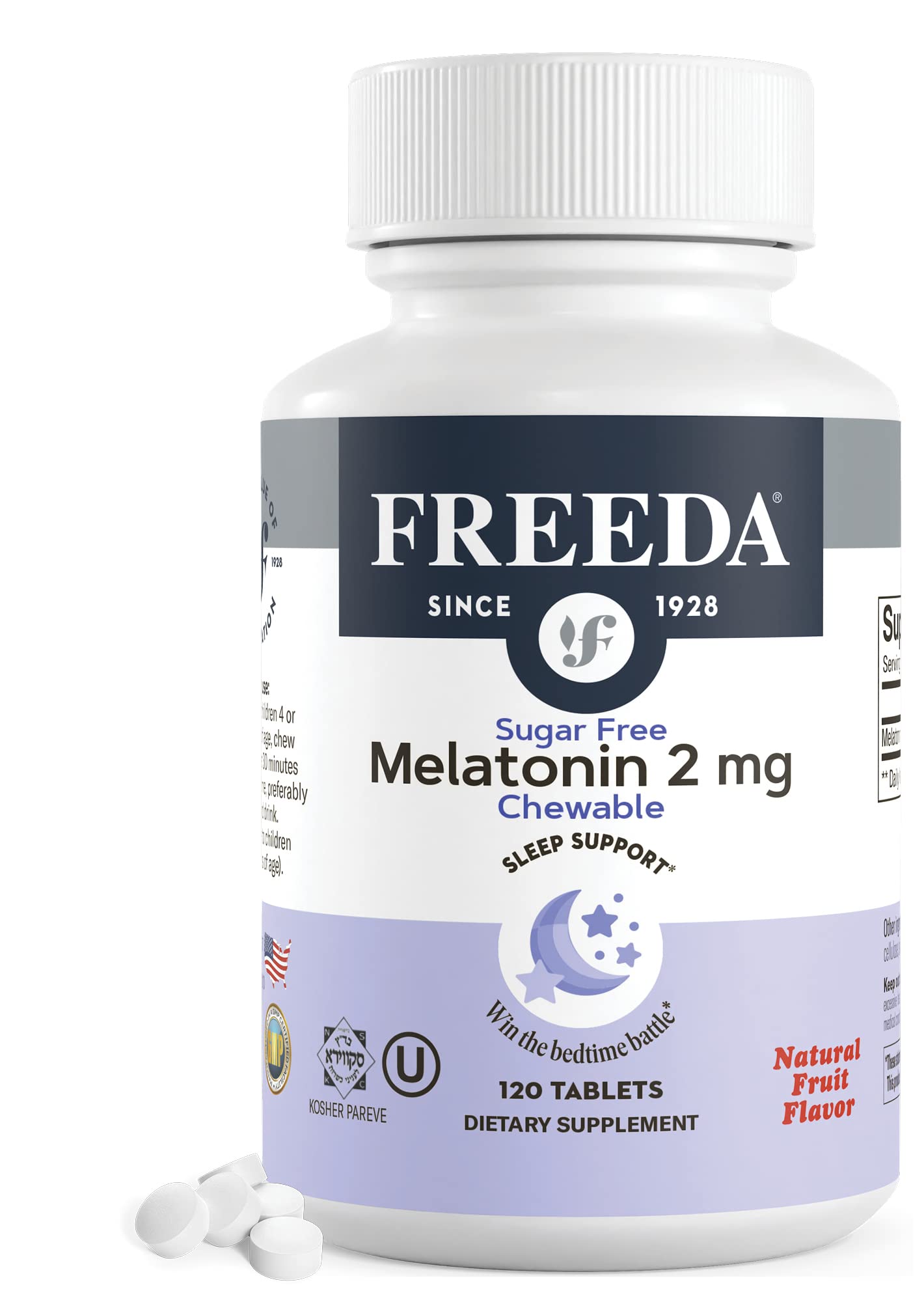 FREEDA Melatonin 2mg Sugar-Free Chewables 120 Count