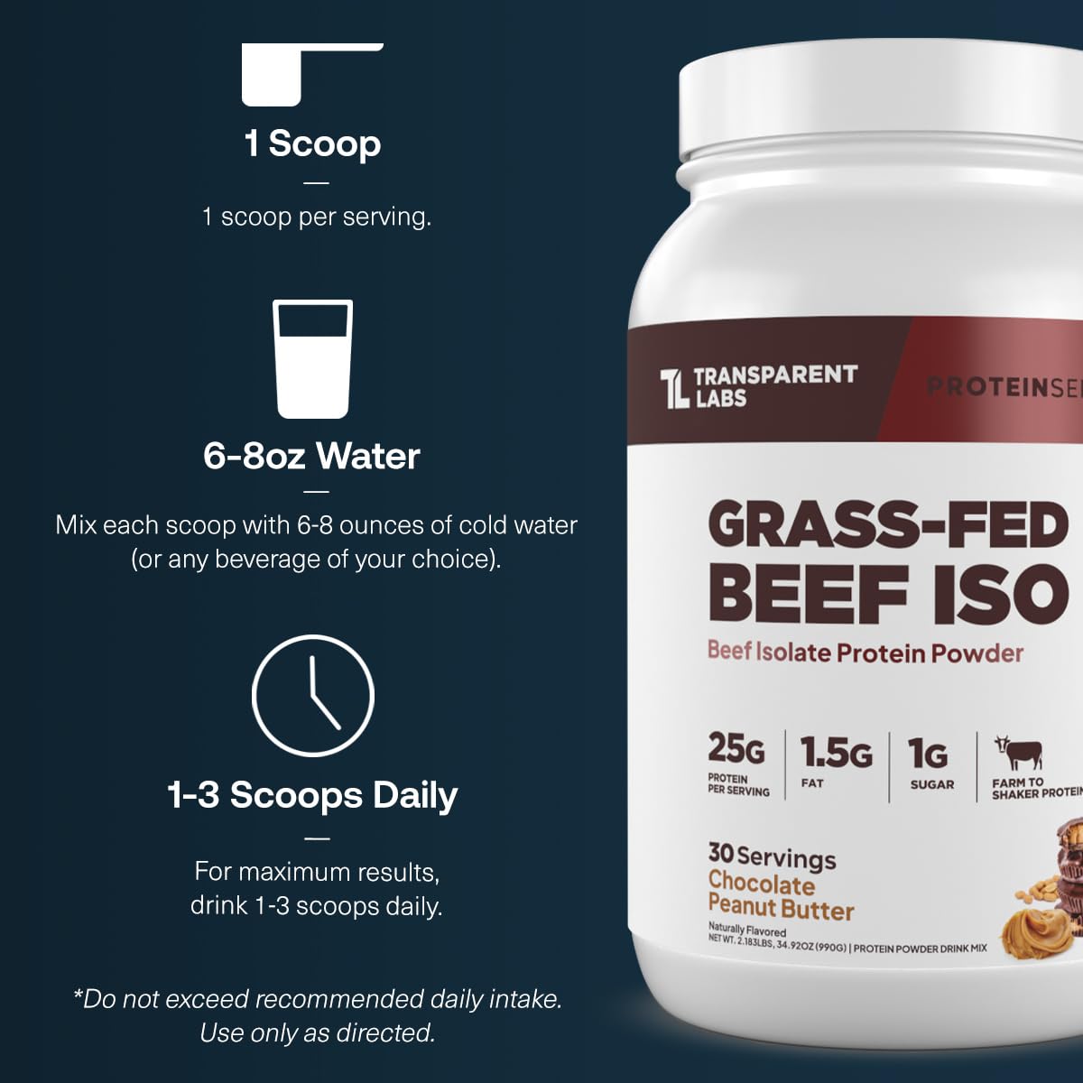Transparent Labs Grass-Fed Beef Isolate Protein Powder, 30 Servings