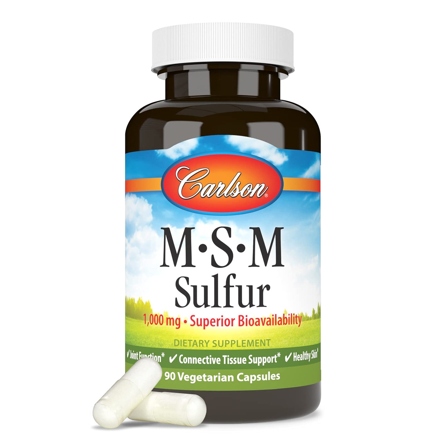 Carlson M-S-M Sulfur 1000 mg Superior Bioavailability, Joint Function, Connective Tissue Support & Healthy Skin Capsules 90
