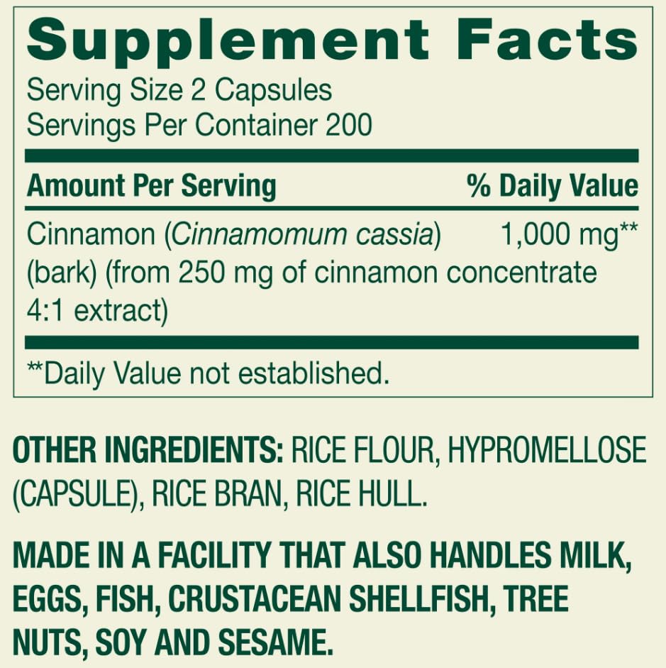 Generic Cinnamon Dietary Supplement Capsule, 400 Count