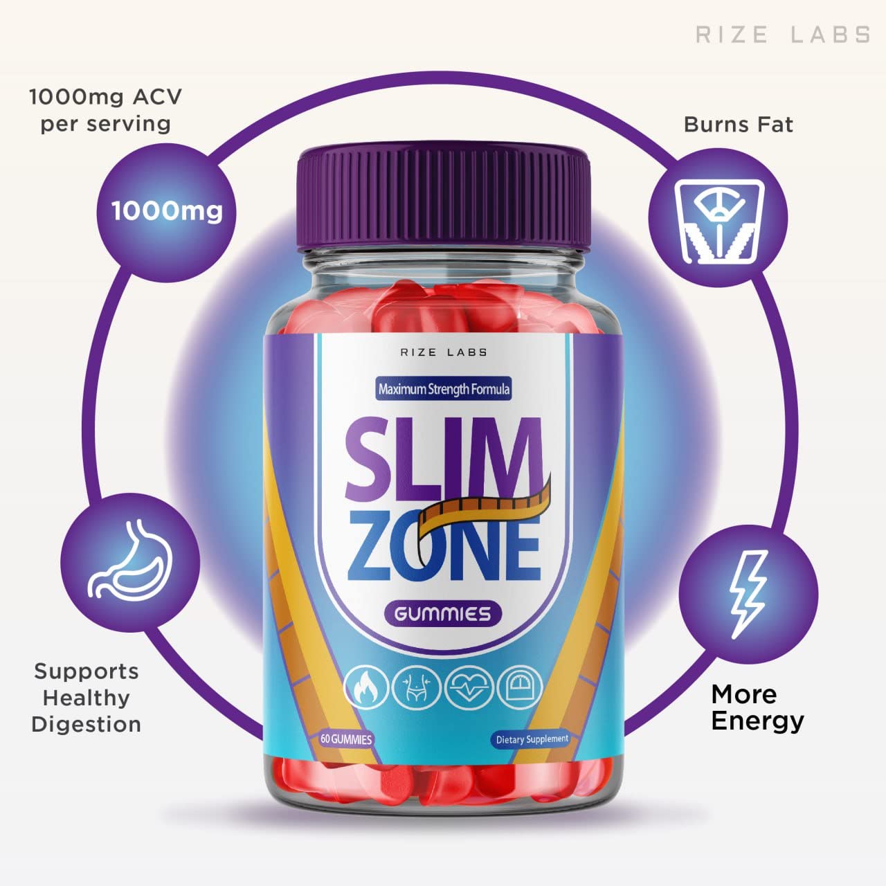 Rize Labs Slim Zone Keto ACV Gummies, 60 Gummies