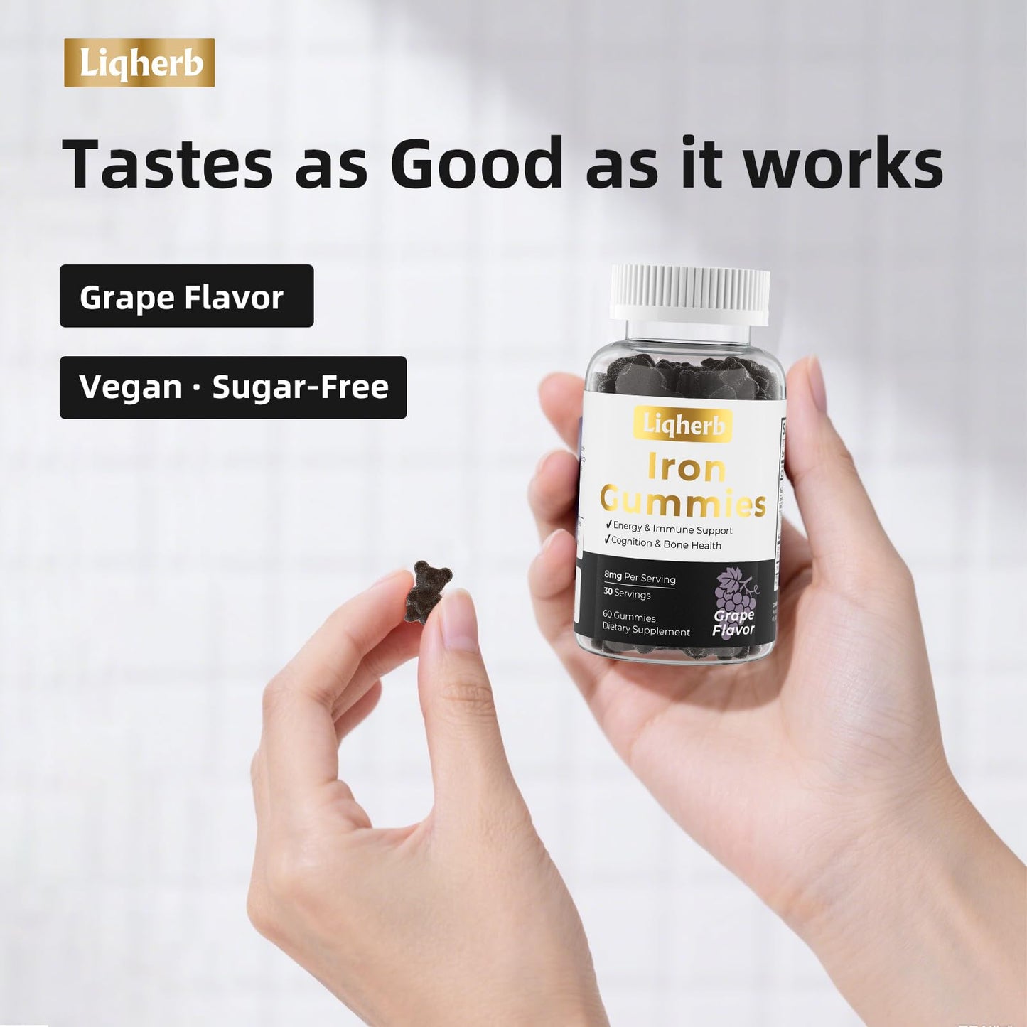 Liqherb Iron Gummies with Vitamin C & Boron, 60 Gummies