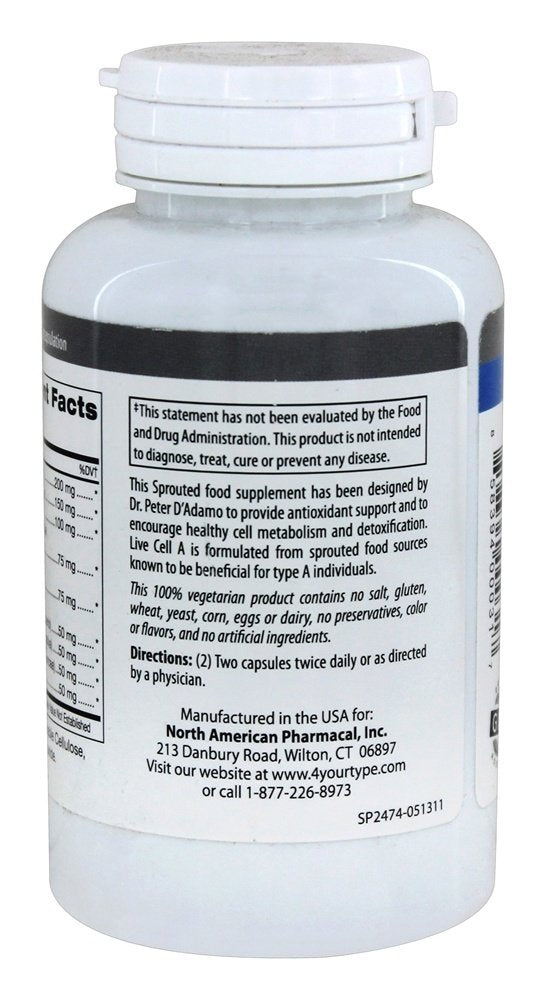 D'Adamo Personalized Nutrition Live Cell A Capsule, 90 Count