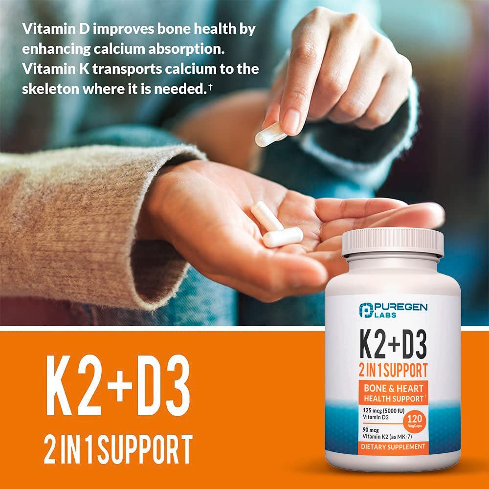 P Puregen Labs Vitamin D3 & K2 Complex Capsule, 240 Capsules