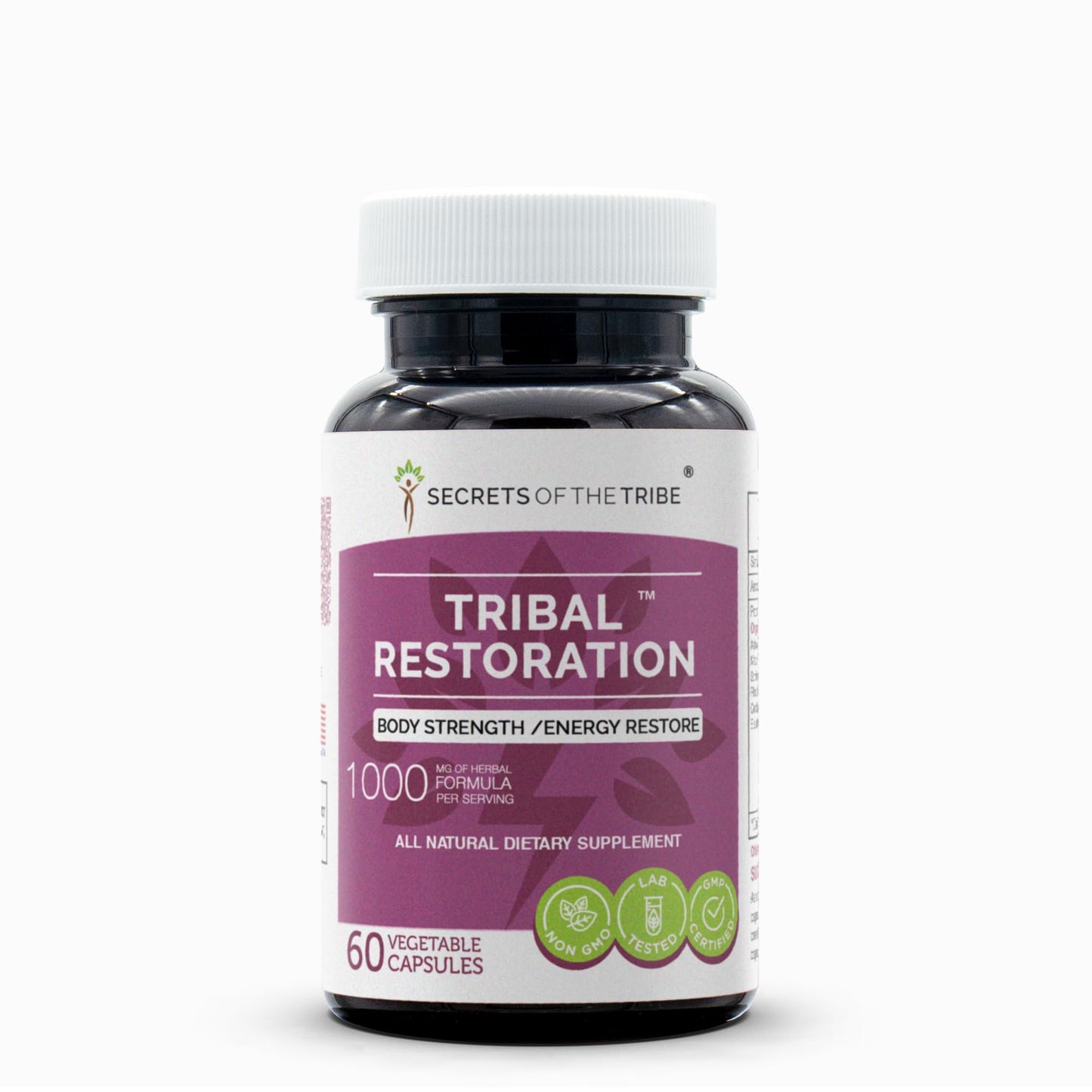 Secrets of the Tribe Tribal Restoration, Body Strength/Energy Restore Herbal Supplement Blend Capsule, 60 Count