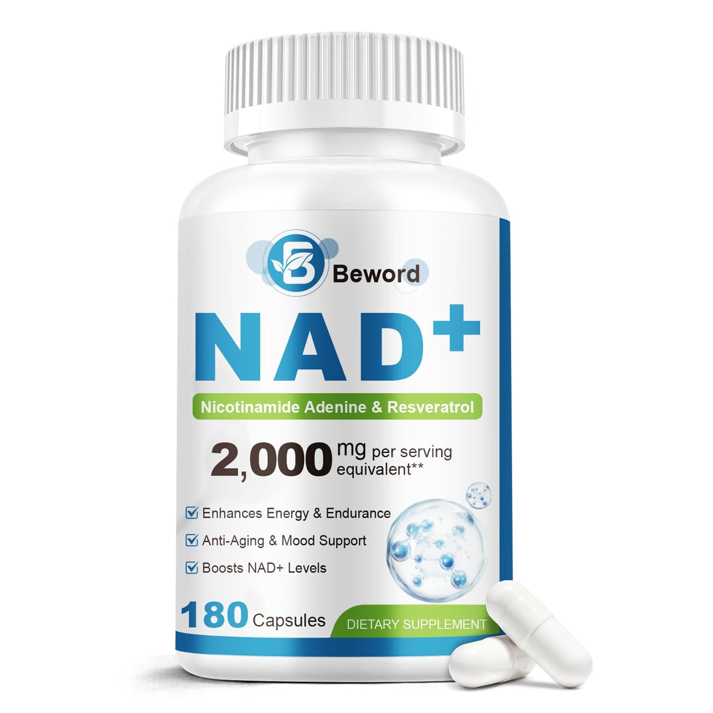 BEWORD Liposomal NAD 2000 Mg Capsules, 180 Count