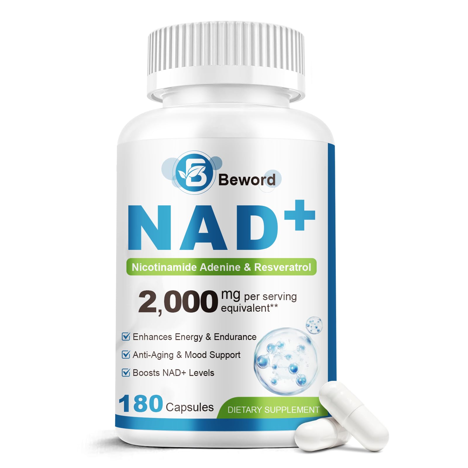 BEWORD Liposomal NAD 2000 Mg Capsules, 180 Count