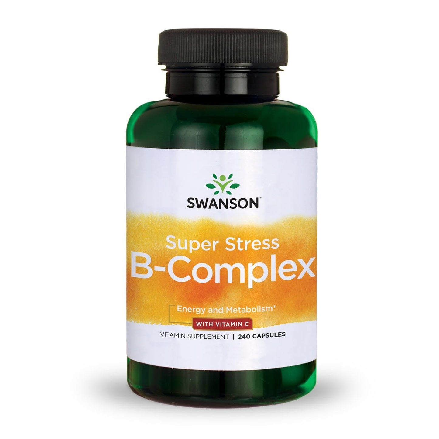 Swanson Super Stress B-Complex Energy and Wellness Supplement for Busy Adults Seeking Daily Vitamin B Support Capsules, 240 Count