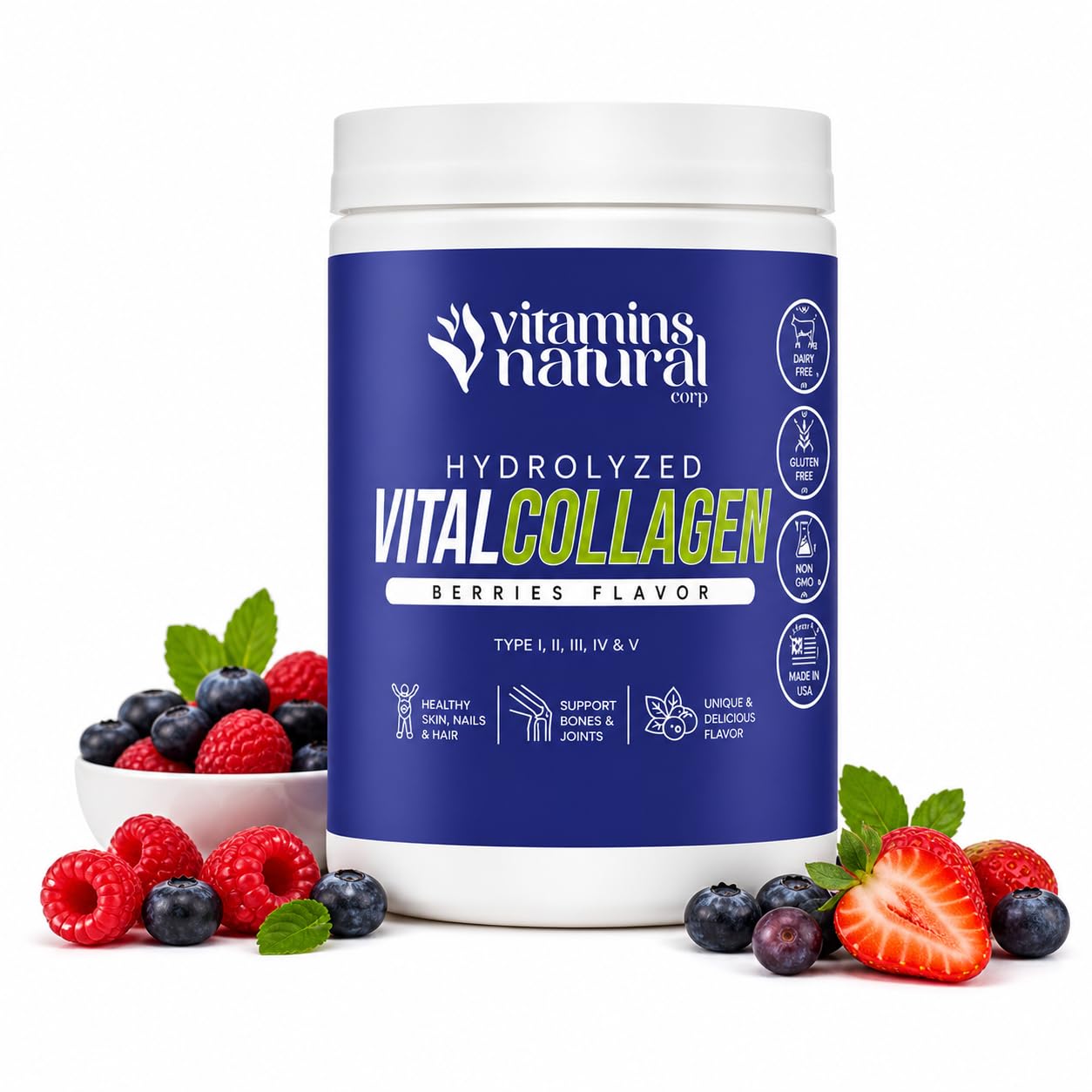 VITAMINS NATURAL CORP Hydrolyzed Vital Collagen Peptides Powder 10.6 Ounce
