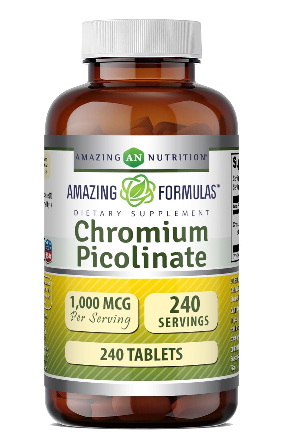 Amazing Nutrition Chromium Picolinate 1000 mcg Tablets, 240 Count