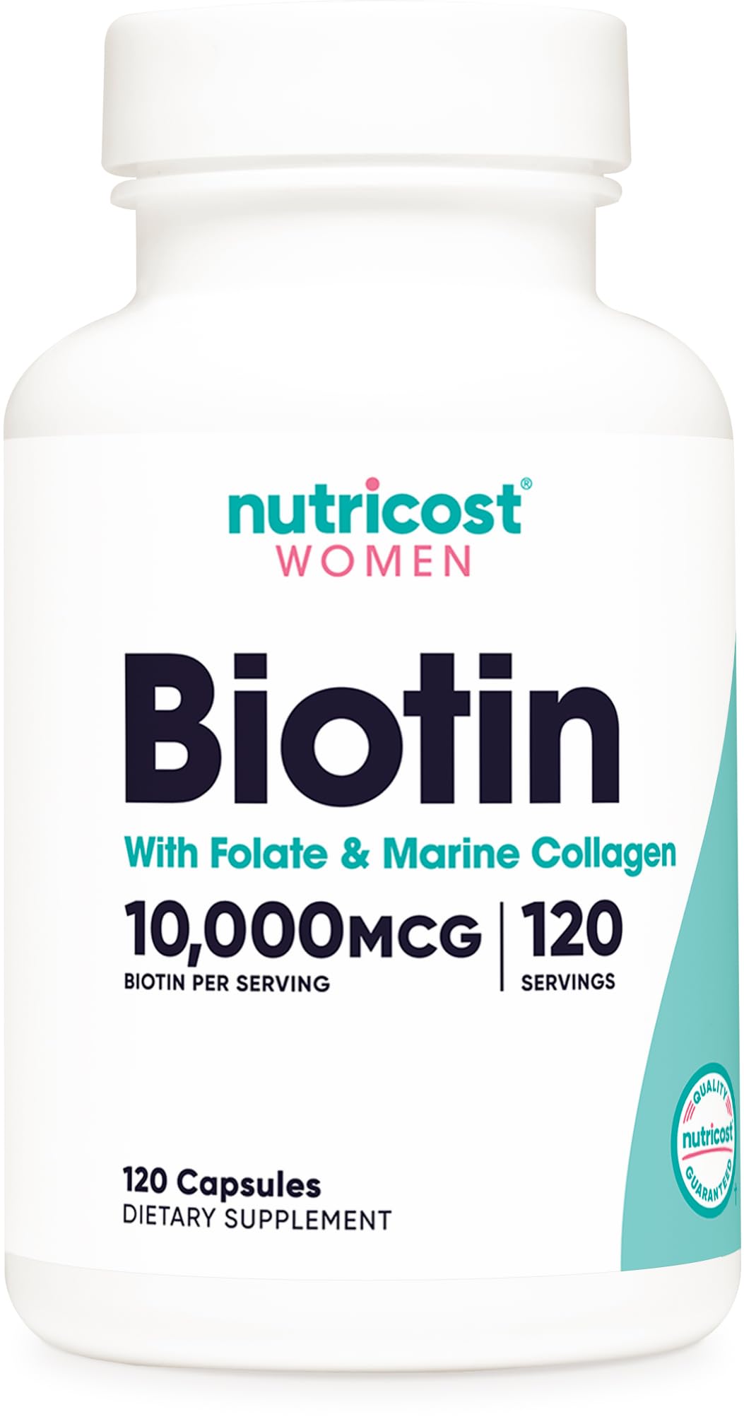 Nutricost Biotin for Women 10,000mcg with Folate & Collagen, Gluten Free & Non-GMO Capsule, 120 Count