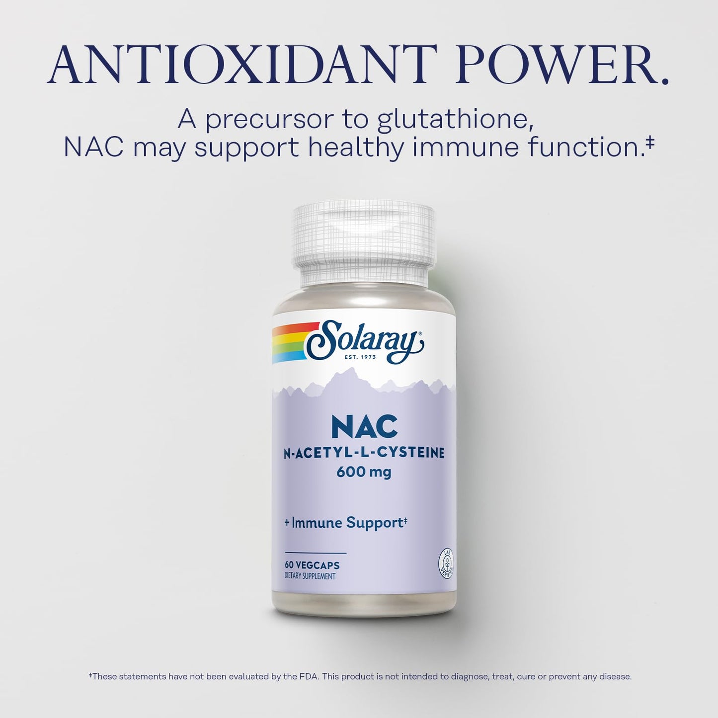 Solaray NAC N-Acetyl L-Cysteine 600 mg Capsules, 60 Veg Caps