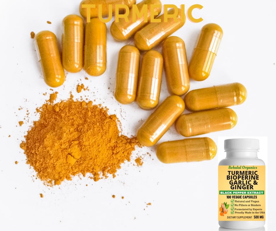 Behalal Organics Turmeric Curcumin 500mg Capsules, 100 Count