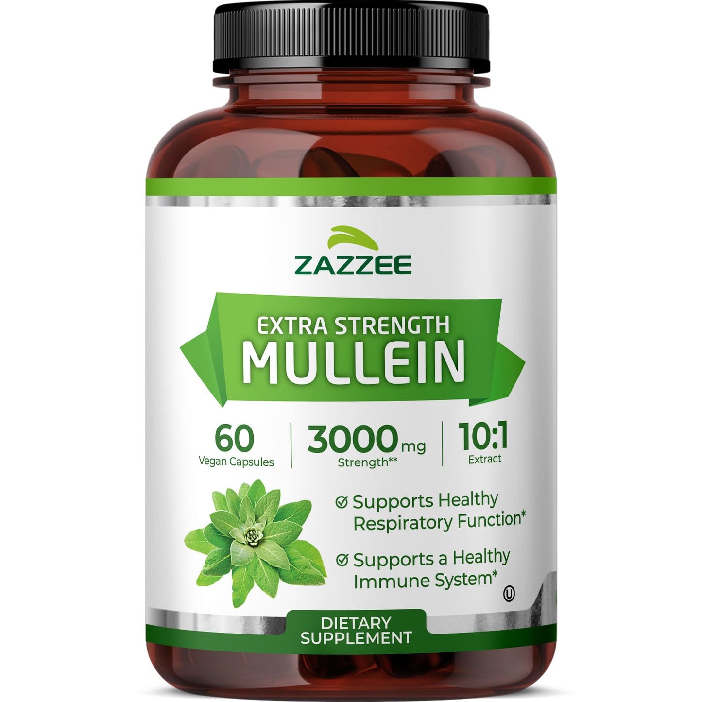 Zazzee Extra Strength Mullein Leaf 10:1 Extract 60 Capsules