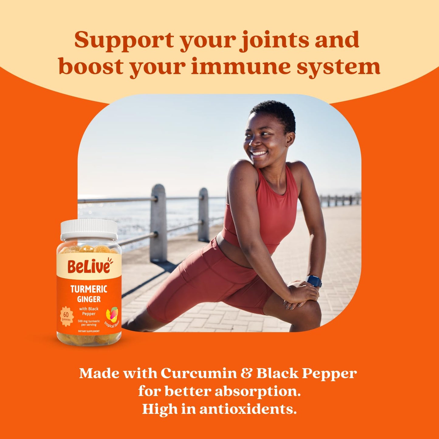 BeLive Turmeric and Ginger Gummies 60 Count