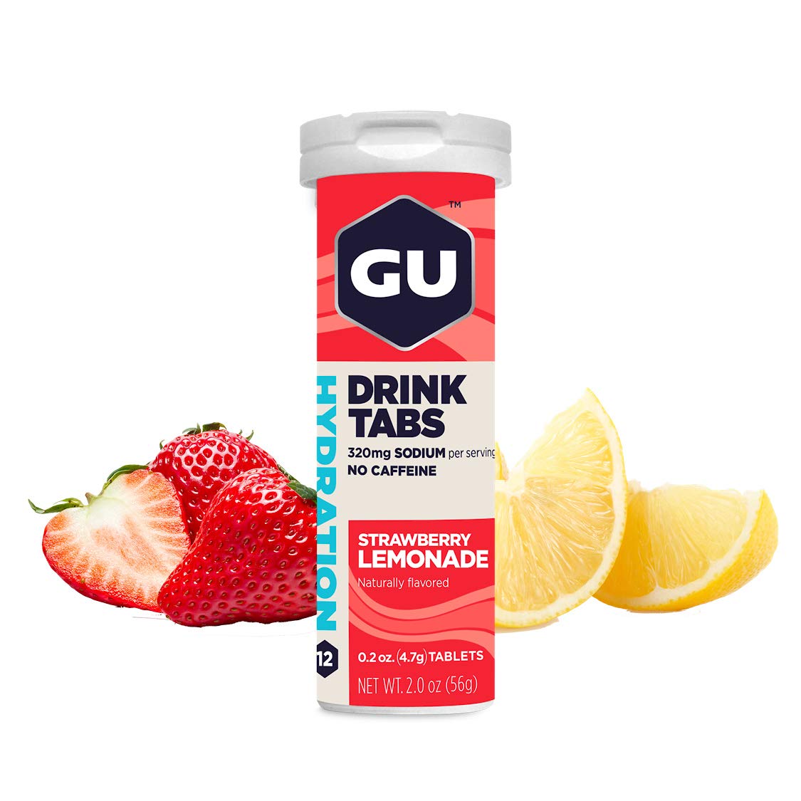 GU ENERGY GEL Electrolyte Hydration Drink Tablets Strawberry Lemonade, 1 Tube