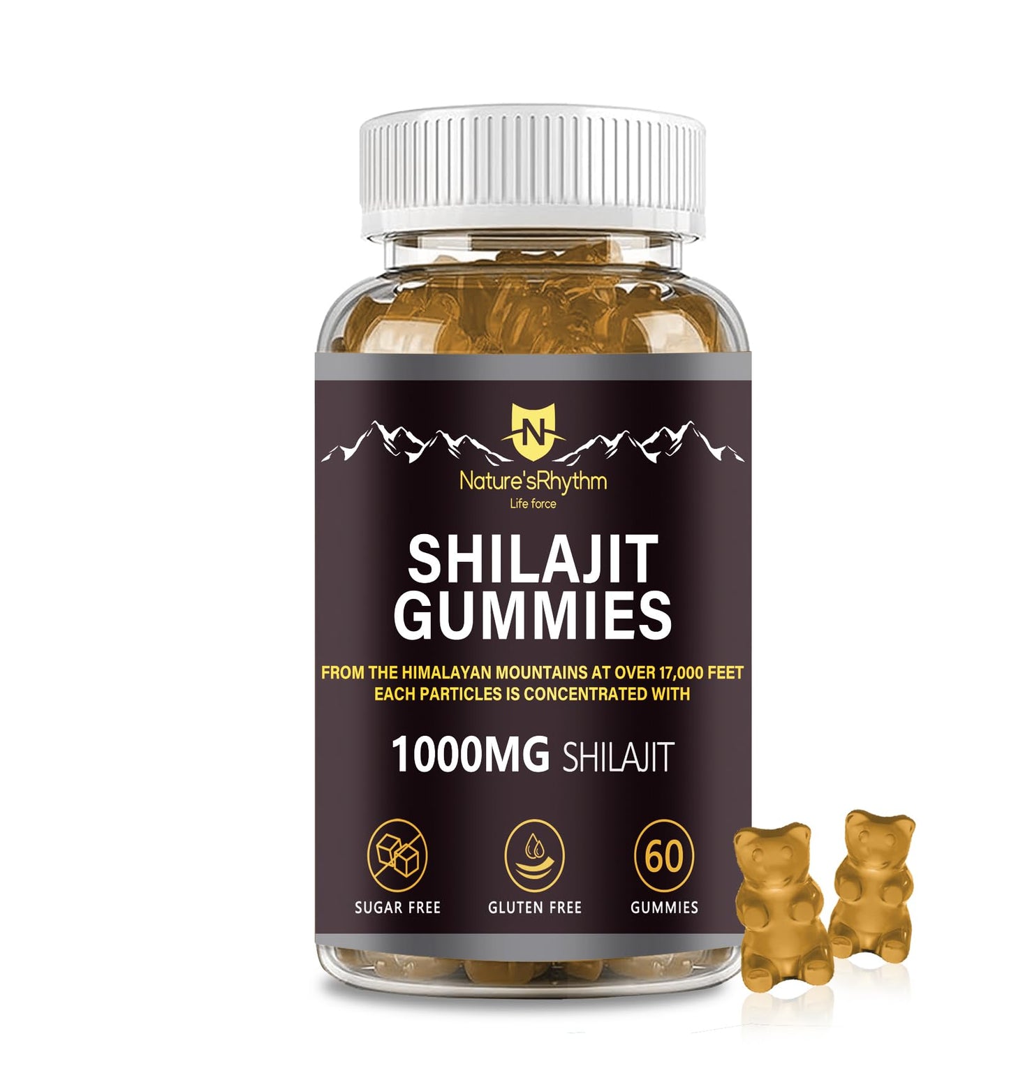 Nature'sRhythm Shilajit Gummies 1000mg with Fulvic Acid, 60 Gummies