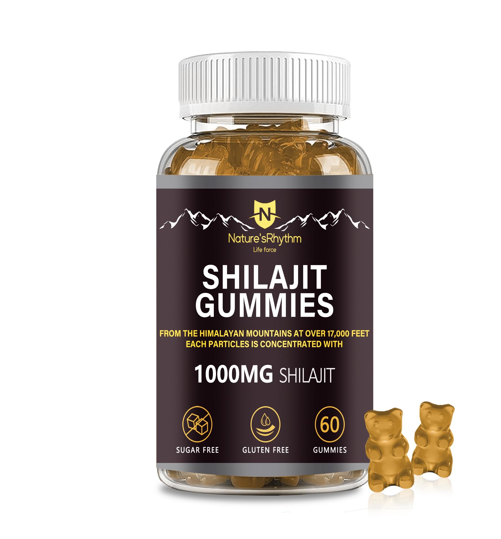 Nature'sRhythm Shilajit Gummies 1000mg with Fulvic Acid, 60 Gummies