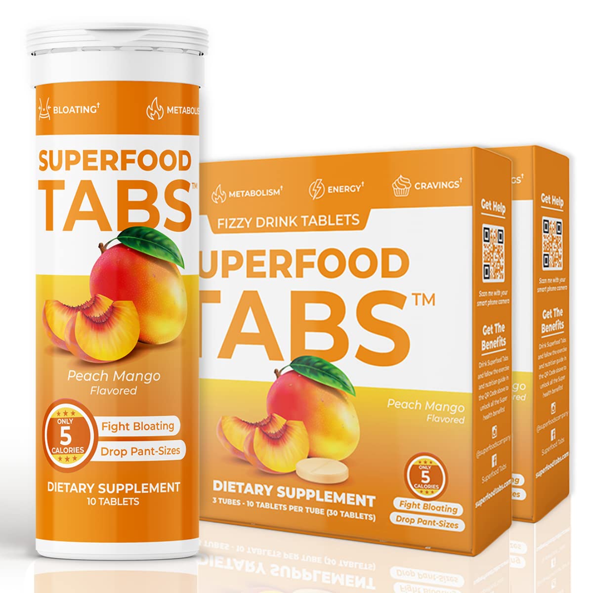 Superfood Tabs Anti-Bloat Cleanse Drink with 15 Superfoods Tablets, 60 Count