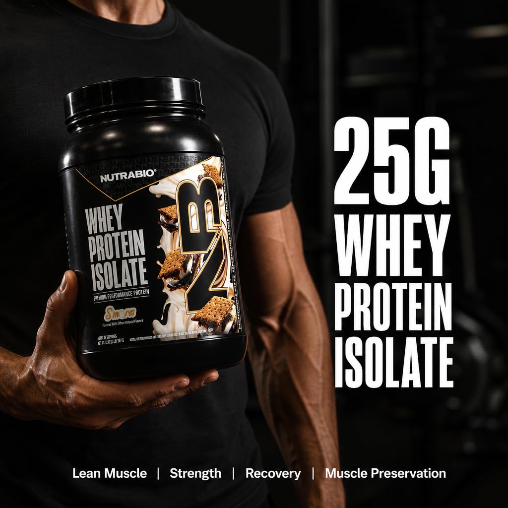 NutraBio 100% Whey Protein Isolate Protein Powder, 32 Servings, 2 Lbs