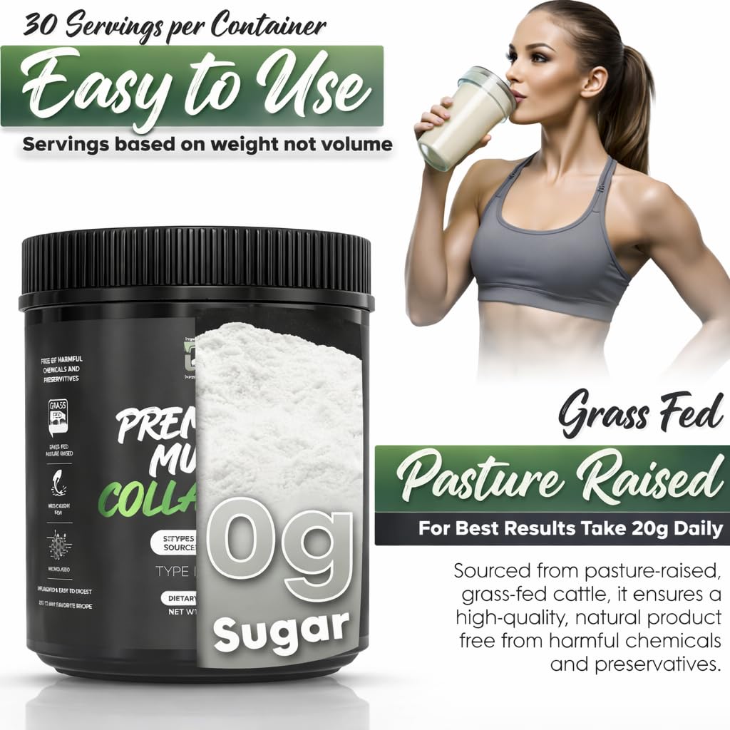 Impact Total Fitness Multi Collagen Peptides Powder, Unflavored, 24 Servings