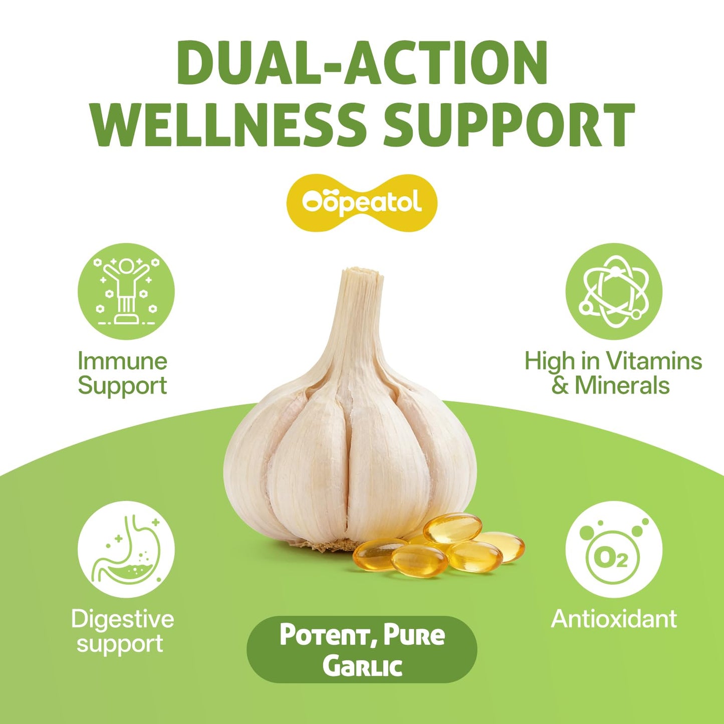 Oopeatol Garlic Oil Softgels with Naturally Derived Allicin, 60 Softgels