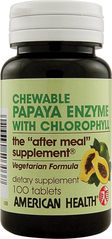 American Health Papaya Enzyme with Chlorophyll Tablets, 100 Count