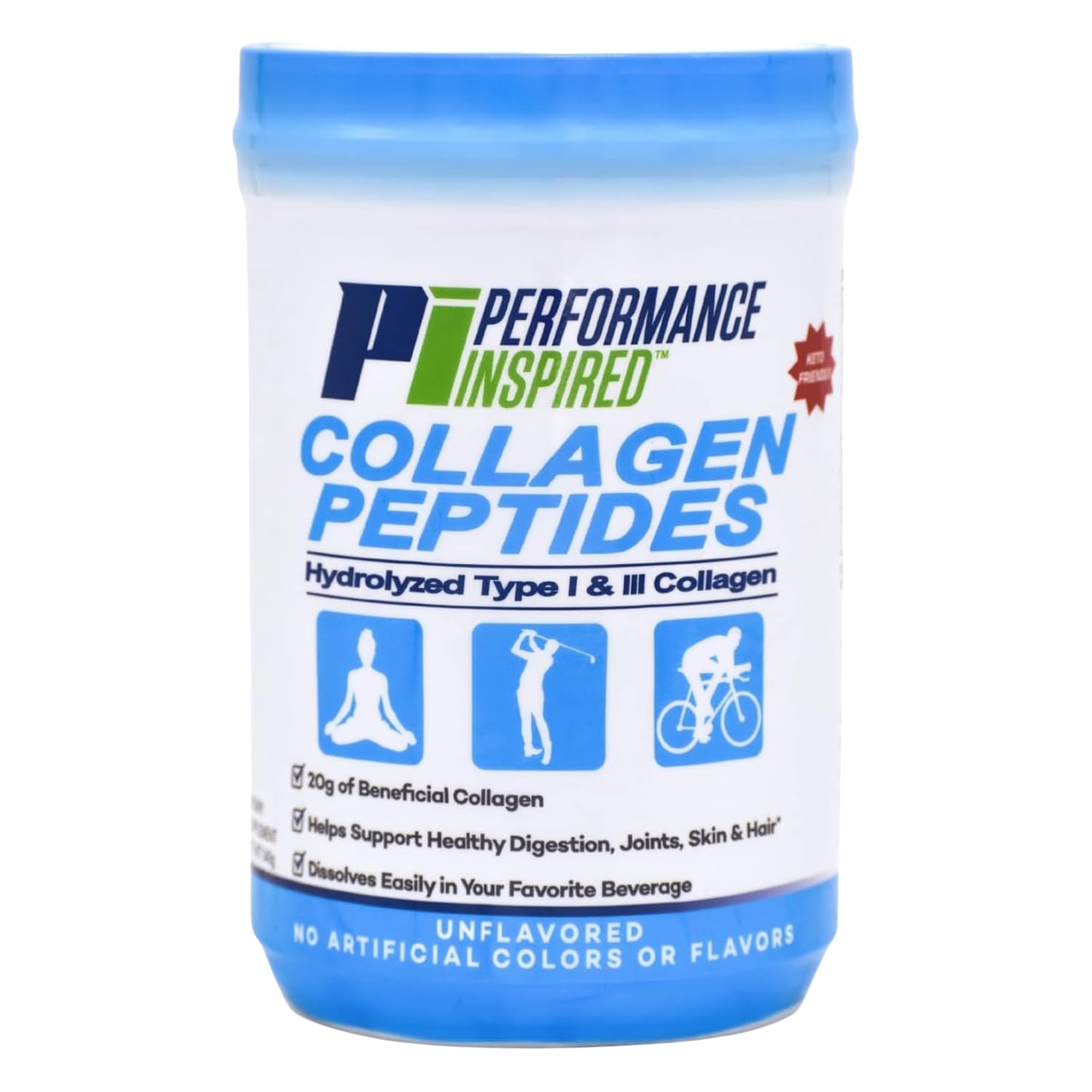 PERFORMANCE INSPIRED Collagen Peptides Powder Unflavored 18G Protein, 11.99 Ounce (Pack of 1)