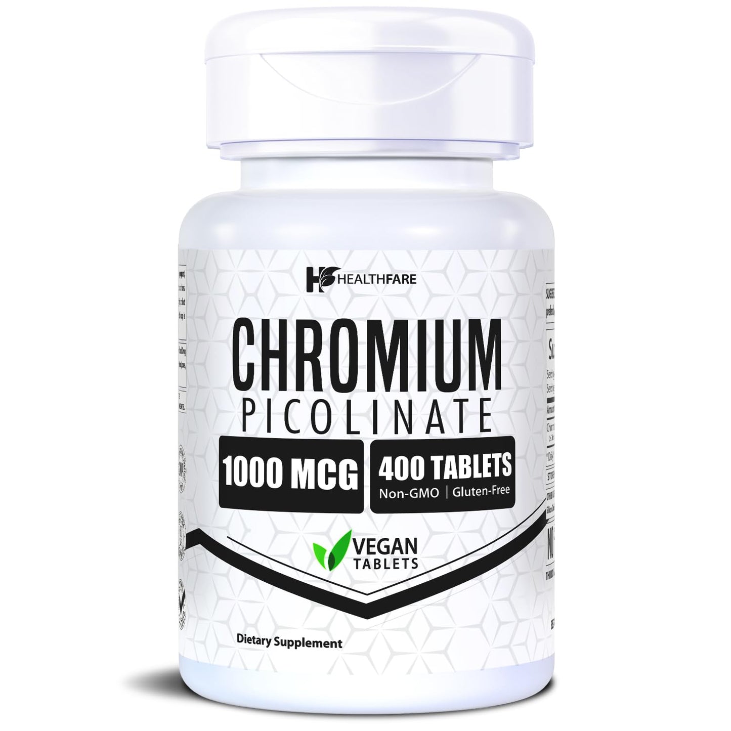 HealthFare Chromium Picolinate 1000mcg Vegan Tablets, 400 Count