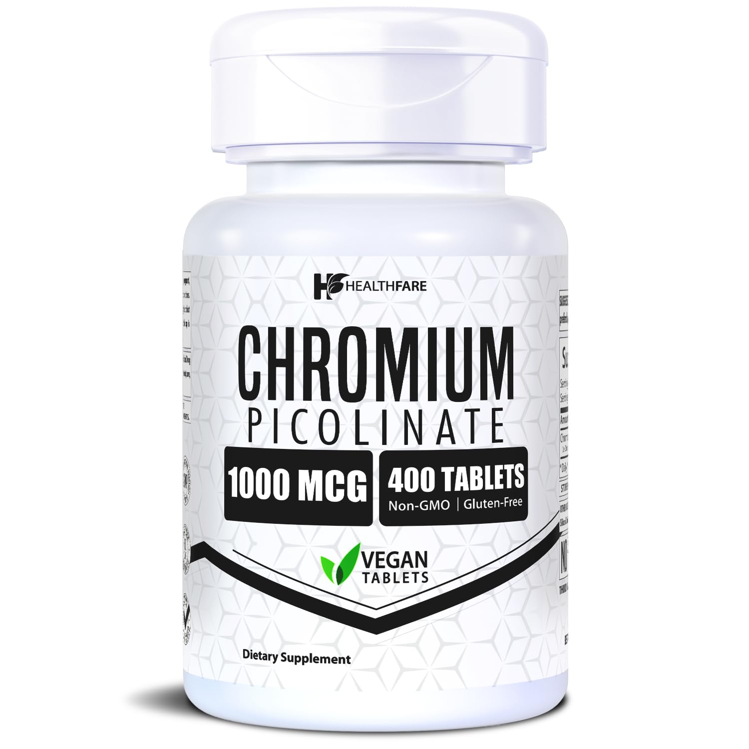 HealthFare Chromium Picolinate 1000mcg Vegan Tablets, 400 Count