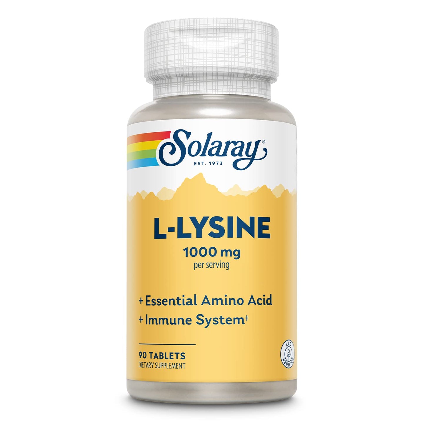 Solaray L-Lysine Free-Form Essential Amino Acid Immune Support Tablet, 90 Tablets