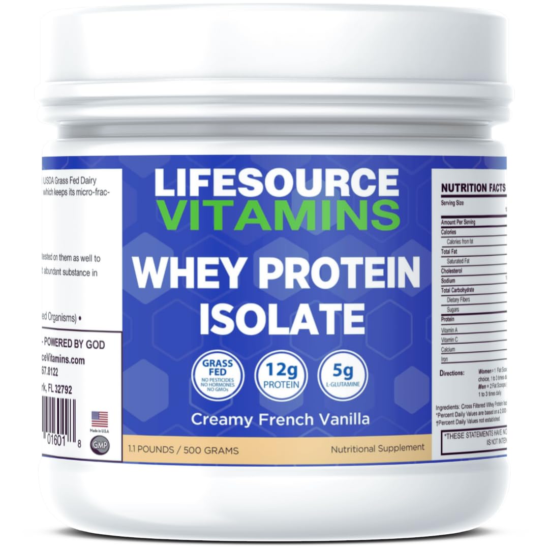 LifeSource Vitamins Grass-Fed Whey Isolate French Vanilla Powder 17.5 oz