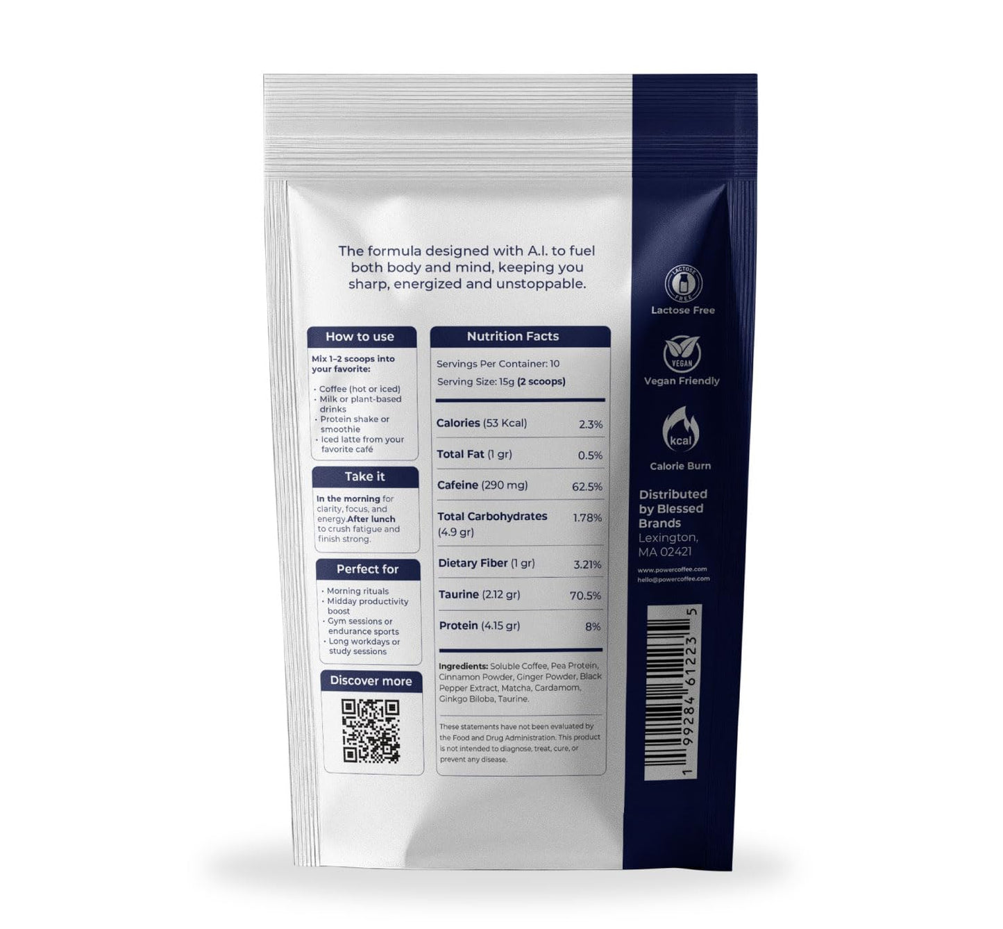 The Power Coffee Nootropic Supplement with Matcha, Ginkgo & Taurine Powder 5.5 oz