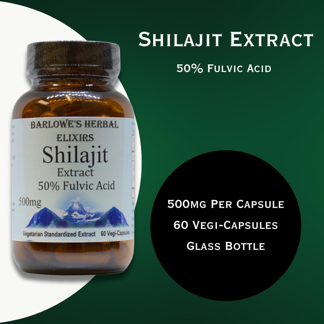 Barlowe's Herbal Elixirs Shilajit Extract Capsules, 60 Count