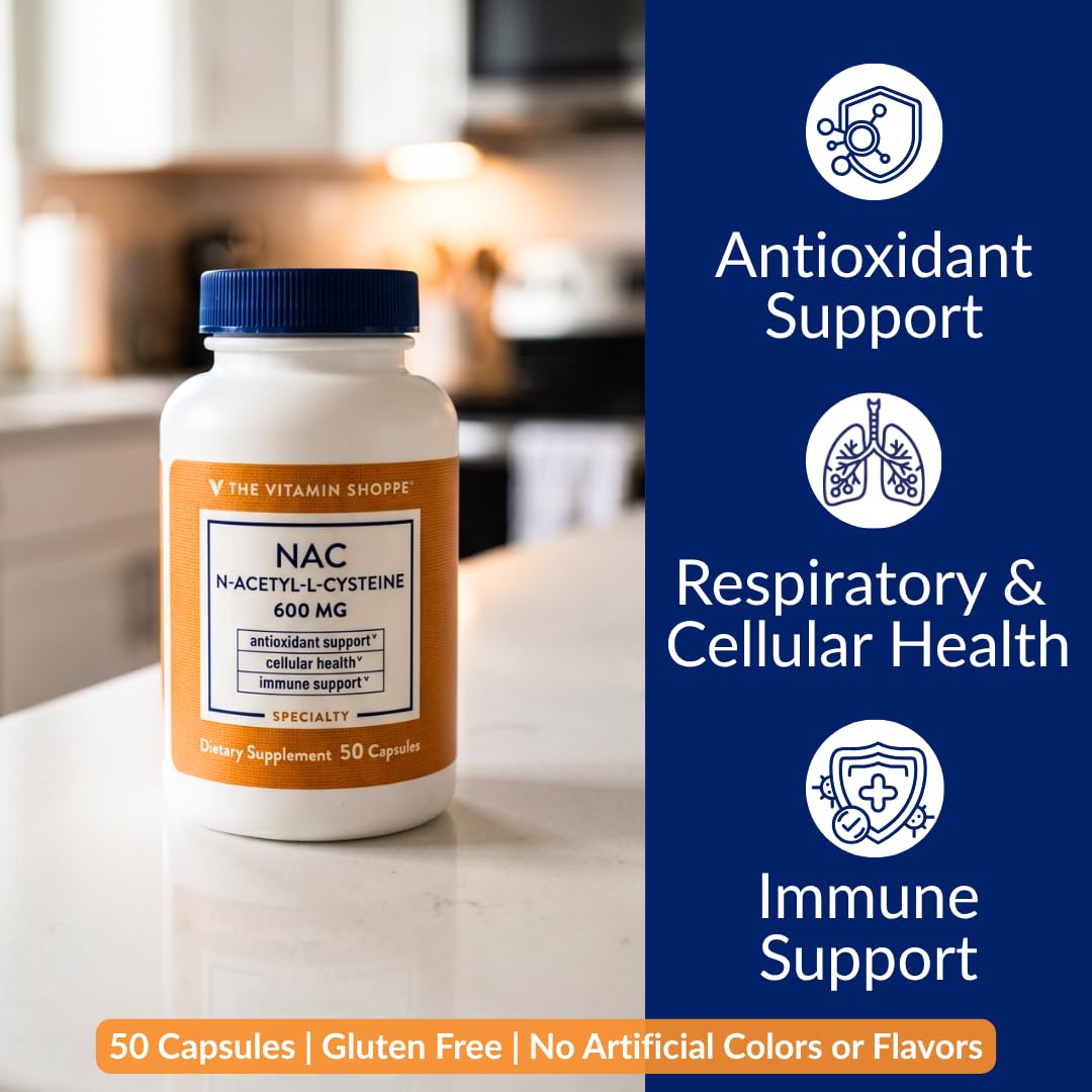 The Vitamin Shoppe NAC N-Acetyl-L-Cysteine 50 Capsules