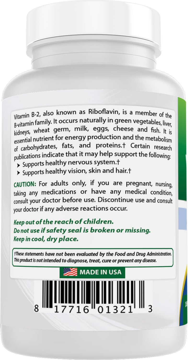 Best Naturals Vitamin B2 (Riboflavin) 100 mg Tablet, 180 Count