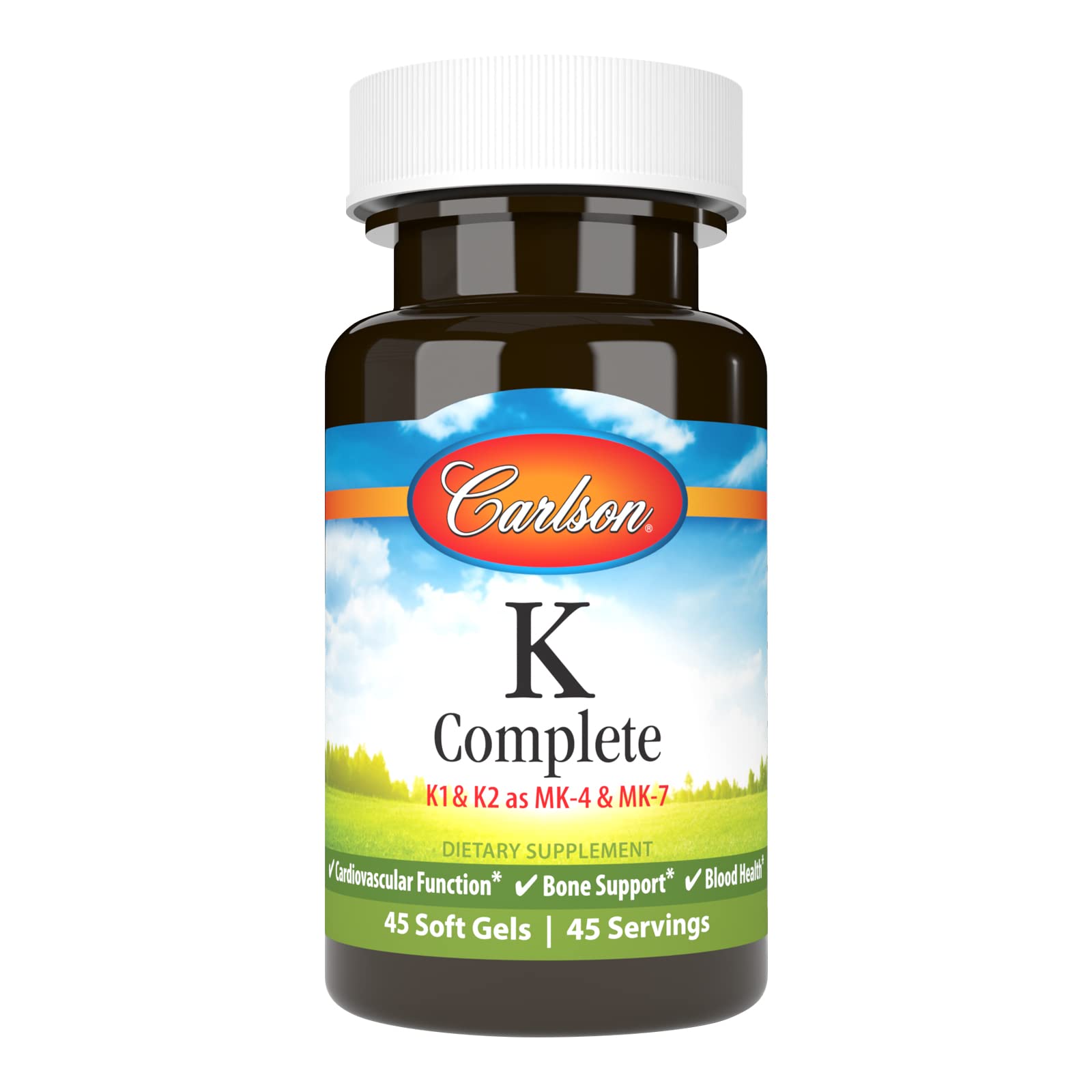 Carlson K Complete Vitamin K-1, K2 as MK-4 Softgels, 45 Count