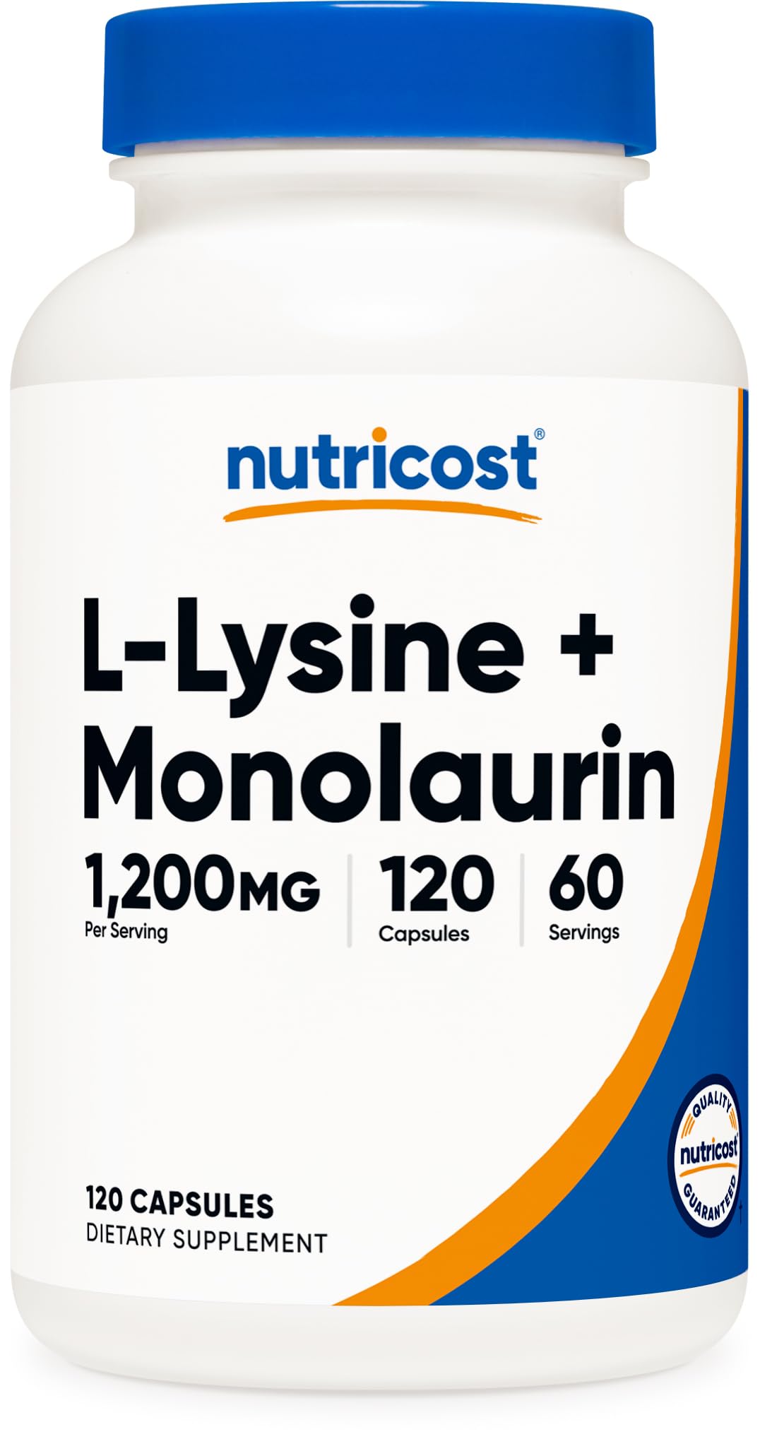 Nutricost L-Lysine + Monolaurin (1,200mg) Capsules, 120 Count