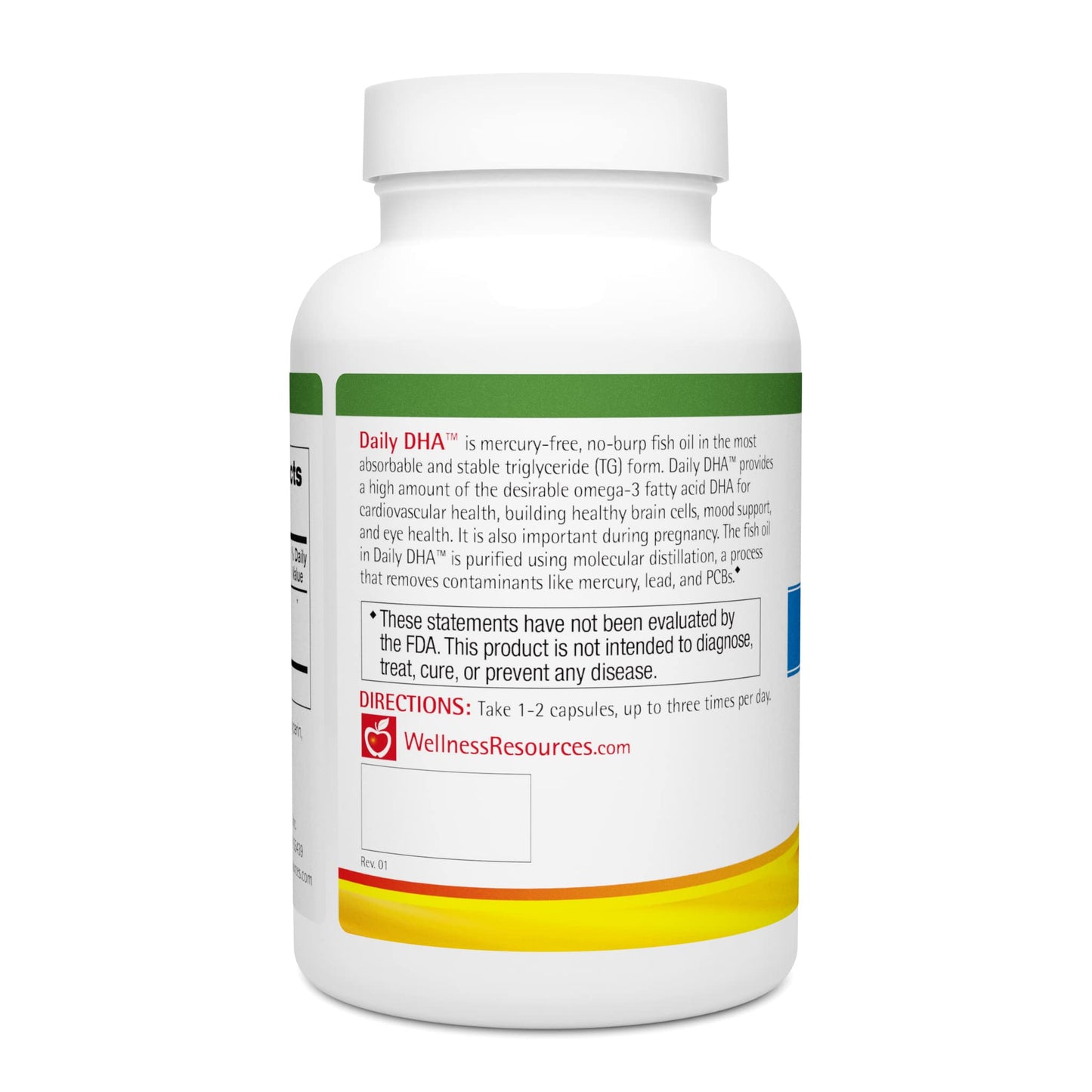 Wellness Resources Daily DHA - Highest Potency & Purity DHA Fish Oil in TG Form Softgels 180 Count