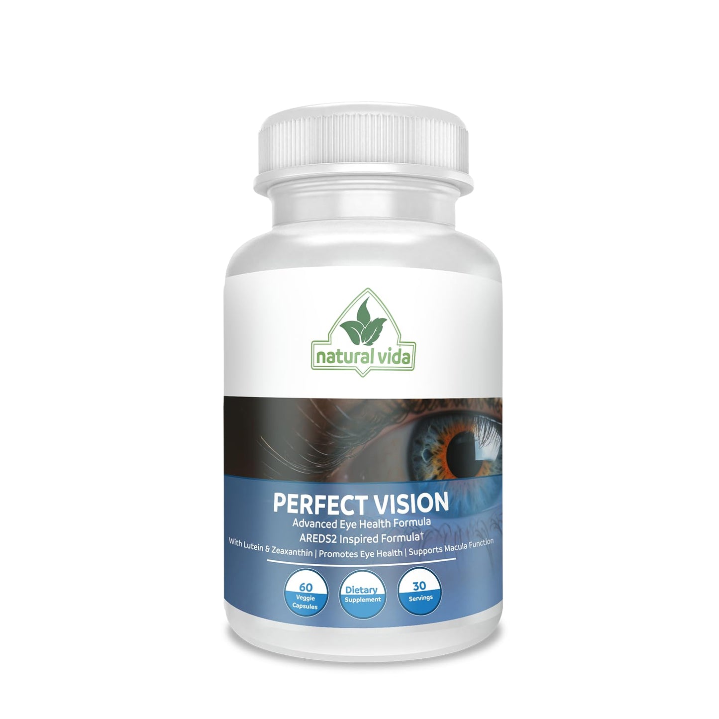 Natural Vida Perfect Vision AREDS2 Inspired Formula - Enhance Vision Supplement - Lutein Zeaxanthin Vision Complex Capsules, 60 Count