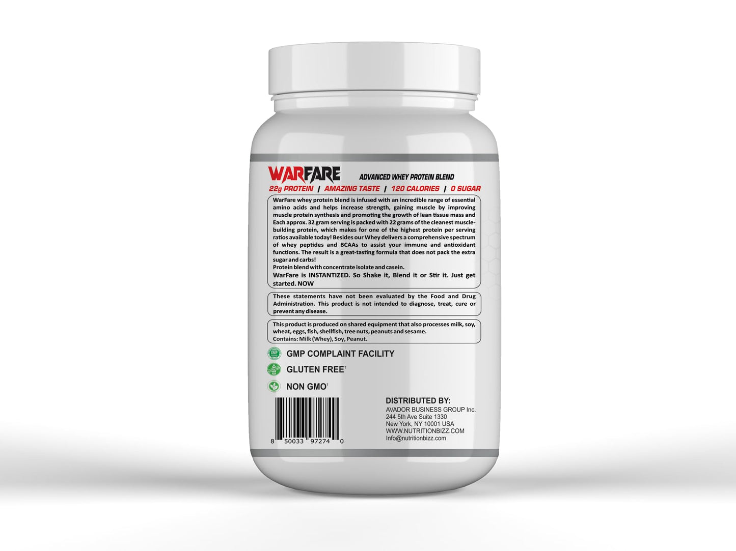 NutritionBizz Warfare 2 lbs Advanced Whey Protein Blend Powder, 32 Servings