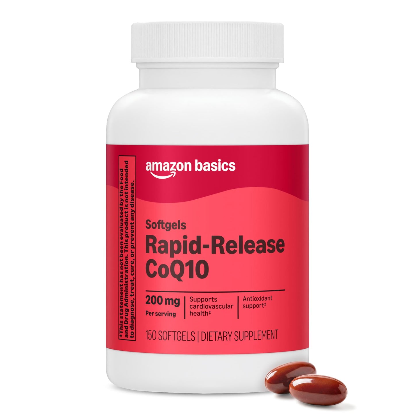 Amazon Basics CoQ10 Softgels, 200 mg, 150 Count