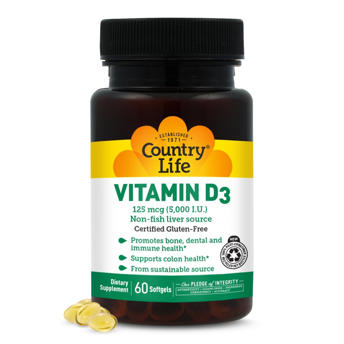 Country Life Vitamin D3 5000 IU Softgels, 60 Count