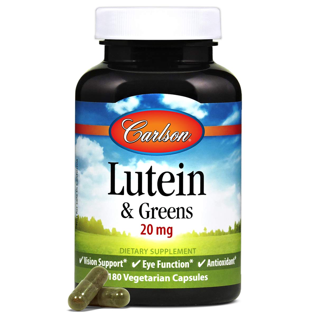 Carlson Lutein & Greens 20 mg Vision Support & Eye Function Antioxidant 180 Capsules